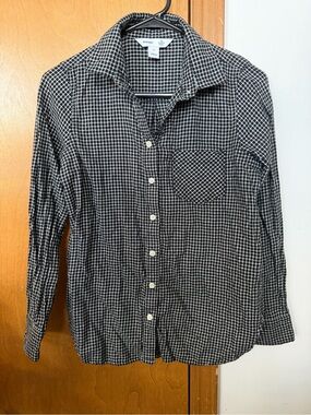 Old Navy Black & White Grid Button-Down Shirt